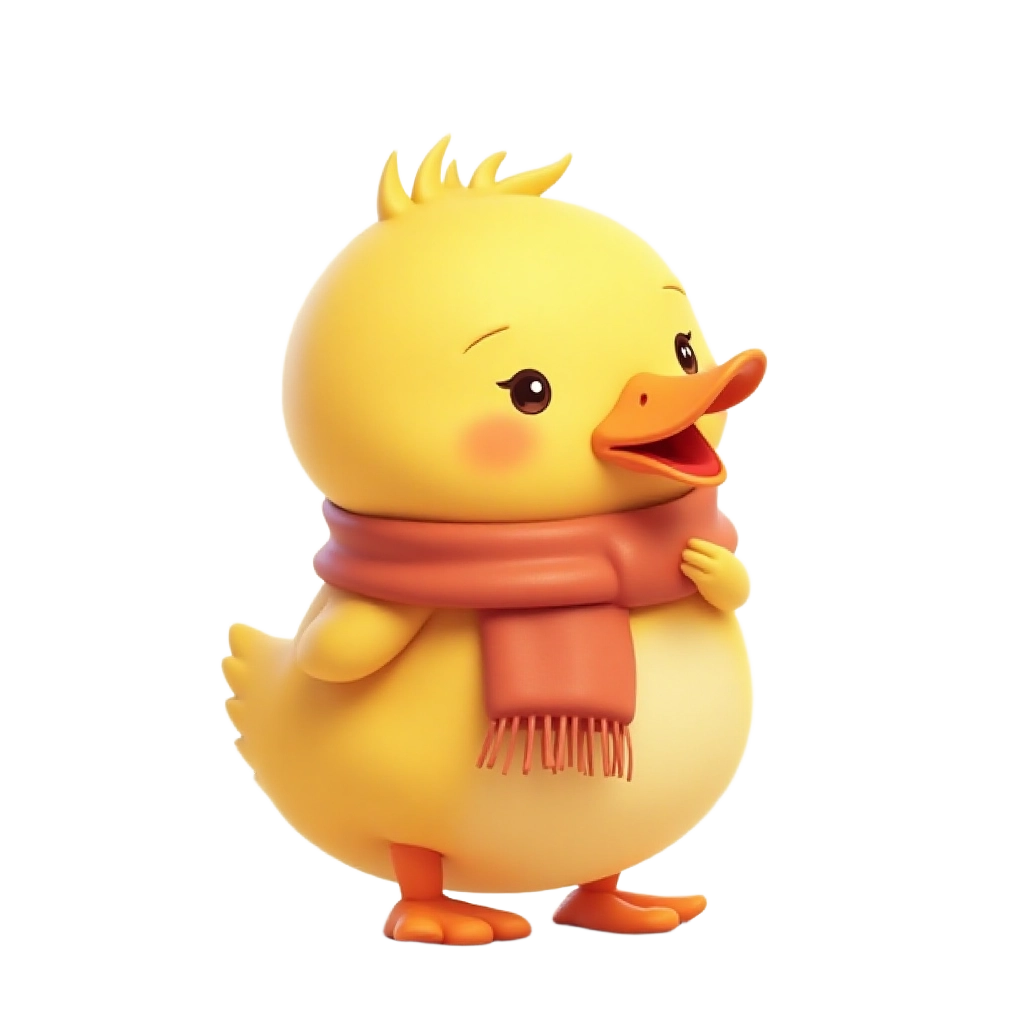 Chic Duckling in a Scarf